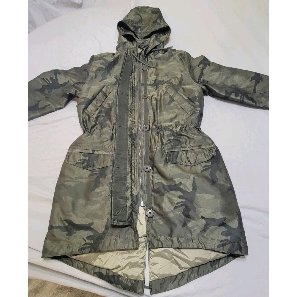 Abercrombie & Fitch Olive Camo Parka Jacket Coat Women XS Water Resistant - Picture 2 of 12